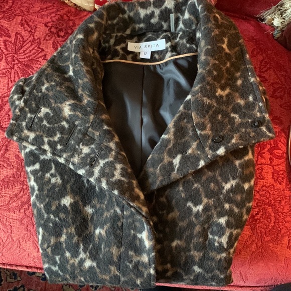 Via Spiga Leopard Wool Blend Coat - Picture 8 of 8